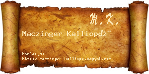Maczinger Kalliopé névjegykártya